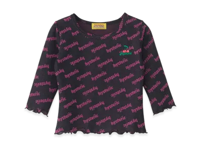 HYSTERIC GLAMOUR Cheery Embroidery 3/4 Sleeve Tee "Black"