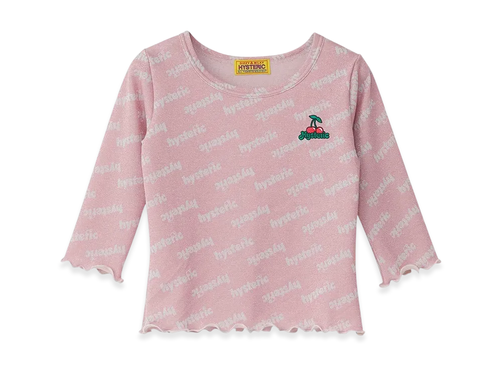 HYSTERIC GLAMOUR Cheery Embroidery 3/4 Sleeve Tee "Pink"