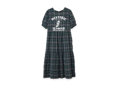 HYSTERIC GLAMOUR Speak No Evil Check Tiered Dress "Green"
