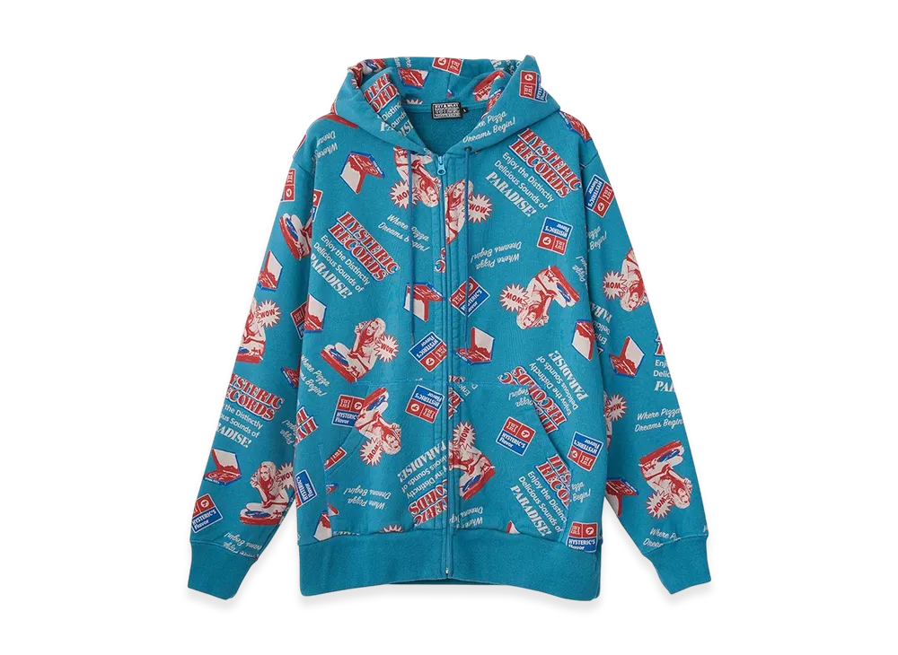 HYSTERIC GLAMOUR Hysteric Records Pattern Hoodie "Blue"