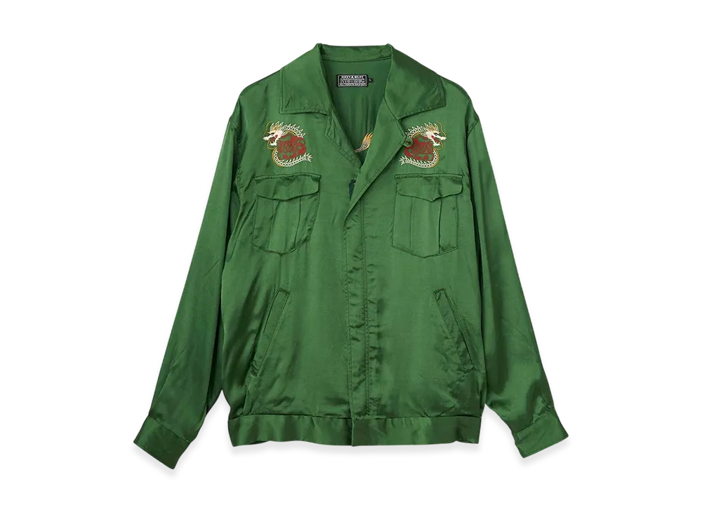 HYSTERIC GLAMOUR Dragon Flame Embroidery Souvenir Shirt "Green"