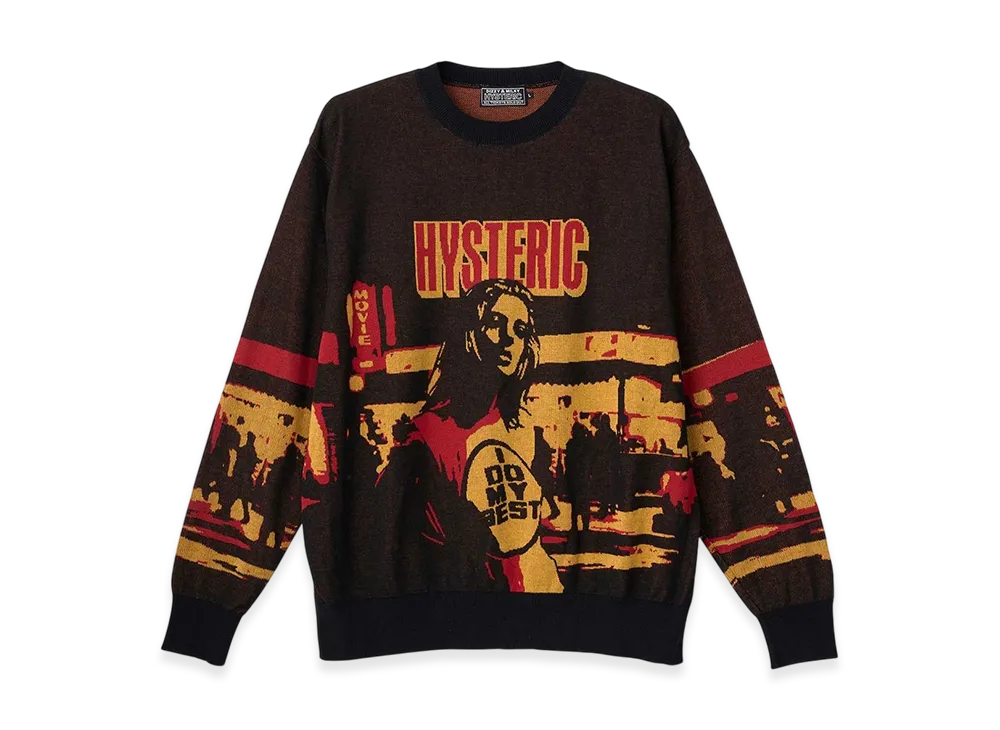 HYSTERIC GLAMOUR East Village 75 Jacquard Sweater "Black"