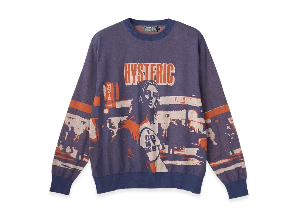 HYSTERIC GLAMOUR East Village 75 Jacquard Sweater "Navy"