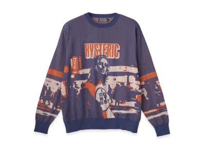 HYSTERIC GLAMOUR East Village 75 Jacquard Sweater "Navy"
