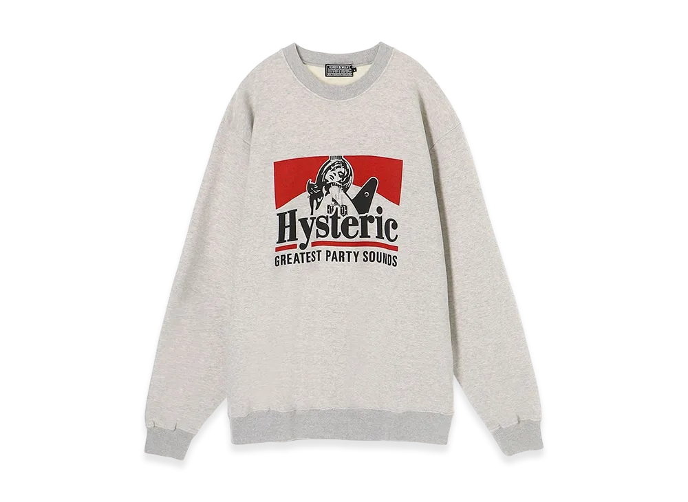 HYSTERIC GLAMOUR Greatest Party Sounds Sweatshirt "Top Gray"