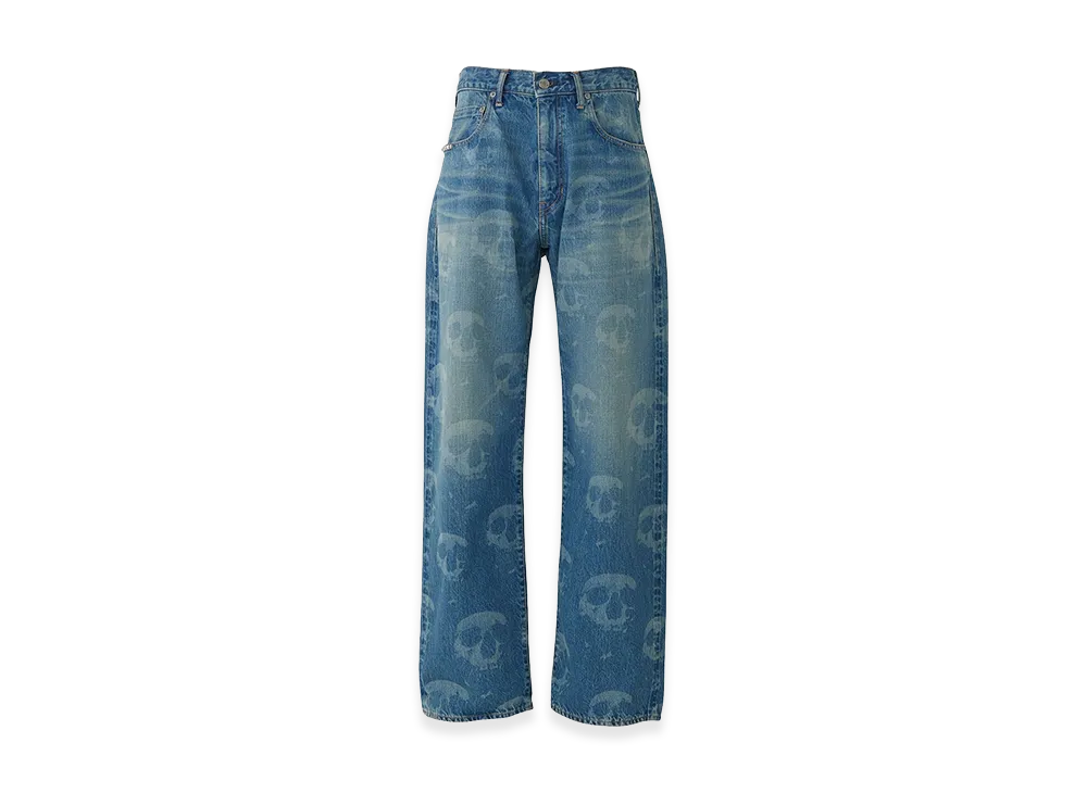 HYSTERIC GLAMOUR Skull Fog Loose Straight Denim Pants "Blue"