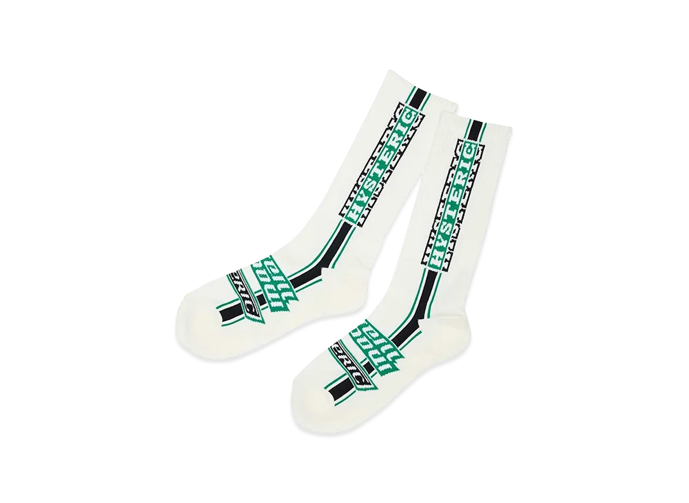 HYSTERIC GLAMOUR HG Pit Crew Sports Socks "White/Green"