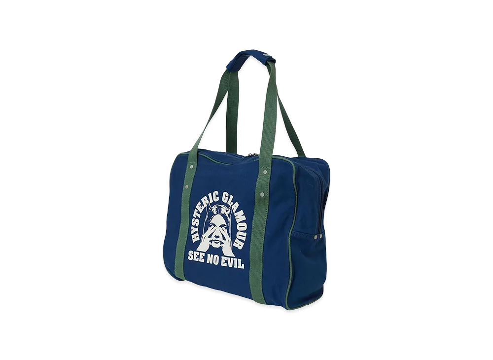 HYSTERIC GLAMOUR See No Evil Duffel Bag "Navy"