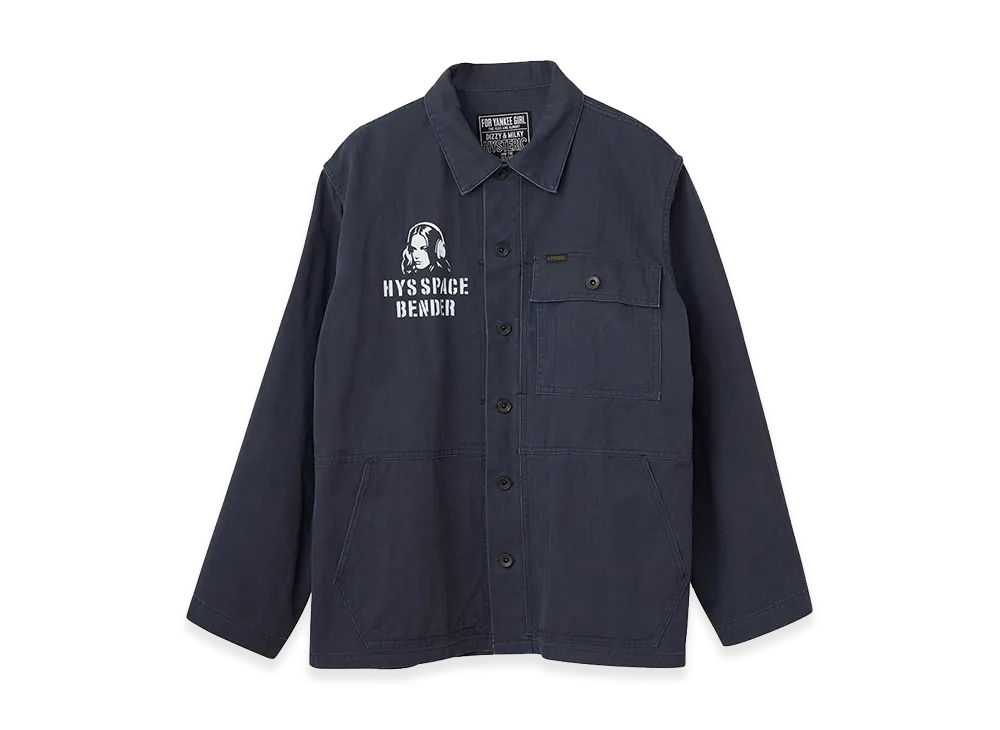 HYSTERIC GLAMOUR HYS Space Bender M-44 Hbt Shirt Jacket "Navy"