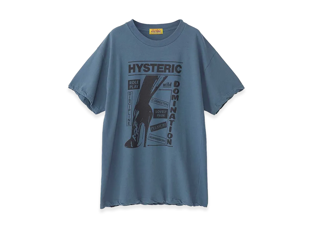 HYSTERIC GLAMOUR HYS Dominatrix Boot Oversized Tee "Blue"