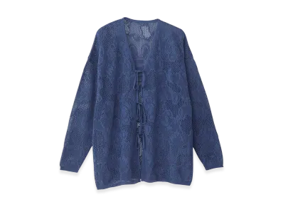 HYSTERIC GLAMOUR Fire Bear Jacquard Mesh Cardigan "Blue"