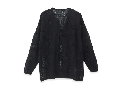 HYSTERIC GLAMOUR Fire Bear Jacquard Mesh Cardigan "Black"