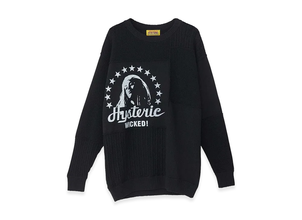 HYSTERIC GLAMOUR Woman Star Pullover "Black"