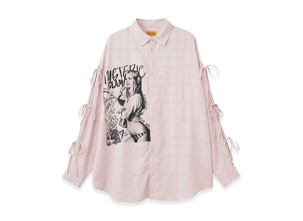 HYSTERIC GLAMOUR Hysteric Typical Girls Slit Ribbon Shirt "Pink"
