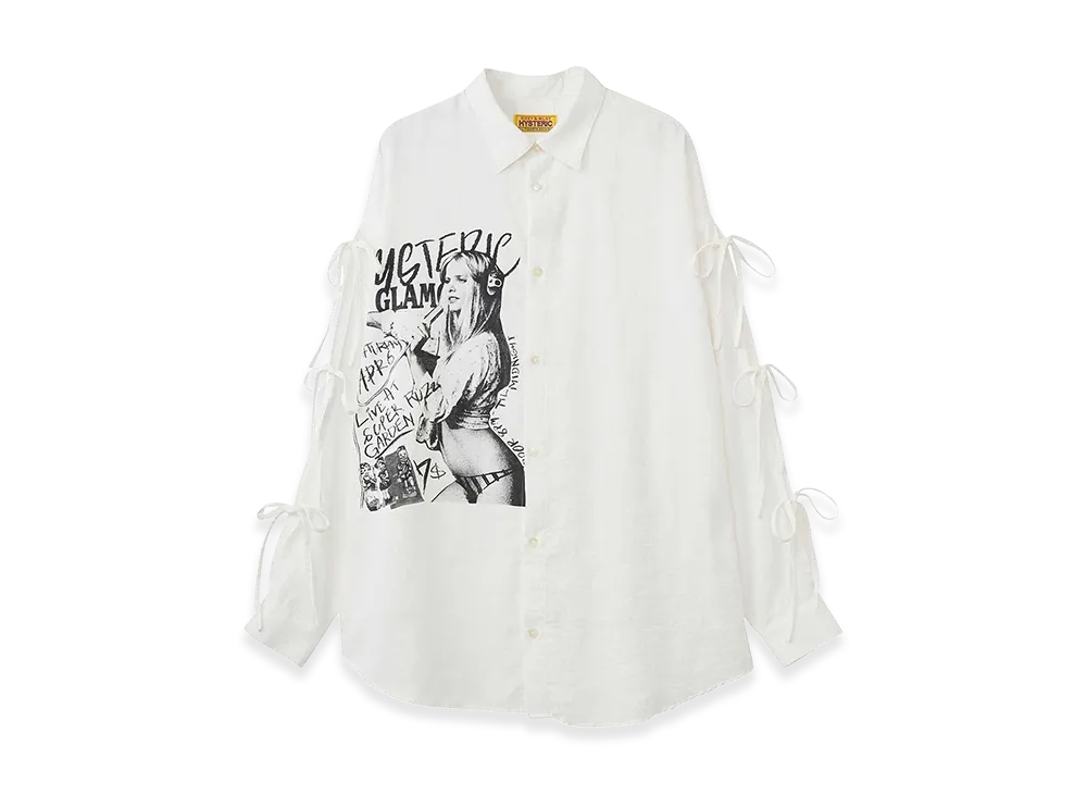 HYSTERIC GLAMOUR Hysteric Typical Girls Slit Ribbon Shirt "White"