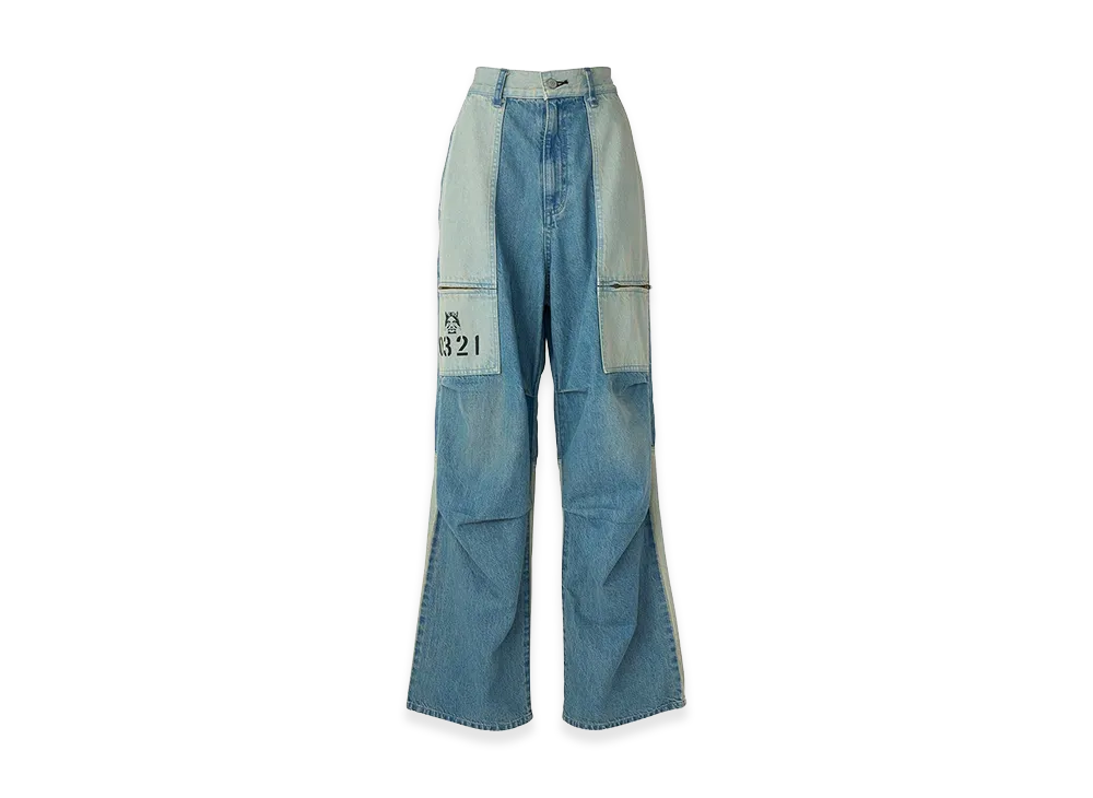 HYSTERIC GLAMOUR Hysteric 0321 Knee-Tuck Wide Pants "Light Indigo Blue"