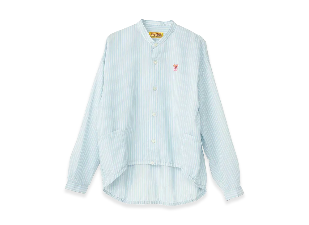 HYSTERIC GLAMOUR HYS Mouse Embroidered Striped Shirt Blouson "Blue"