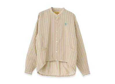 HYSTERIC GLAMOUR HYS Mouse Embroidered Striped Shirt Blouson "Brown"