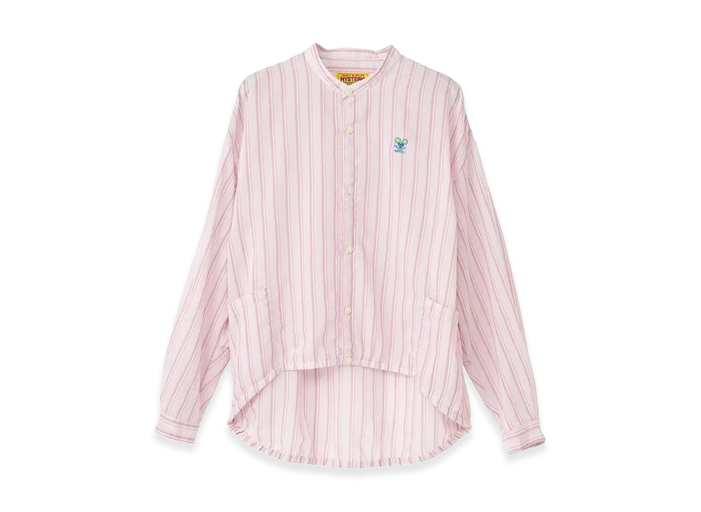HYSTERIC GLAMOUR HYS Mouse Embroidered Striped Shirt Blouson "Pink"