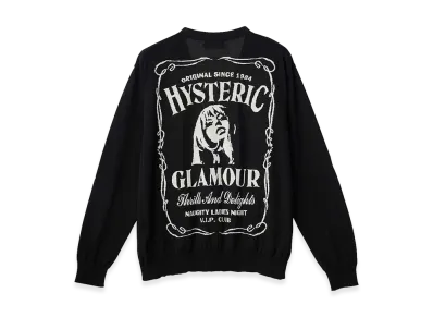 HYSTERIC GLAMOUR Whisky Woman Jacquard Sweater "Black"