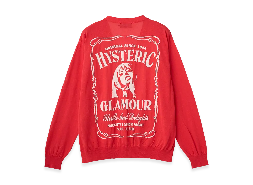 HYSTERIC GLAMOUR Whisky Woman Jacquard Sweater "Red"