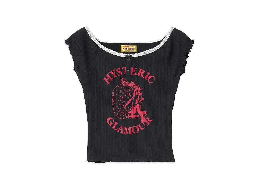 HYSTERIC GLAMOUR Women's Strawberry Freak Mini Tee "Black"