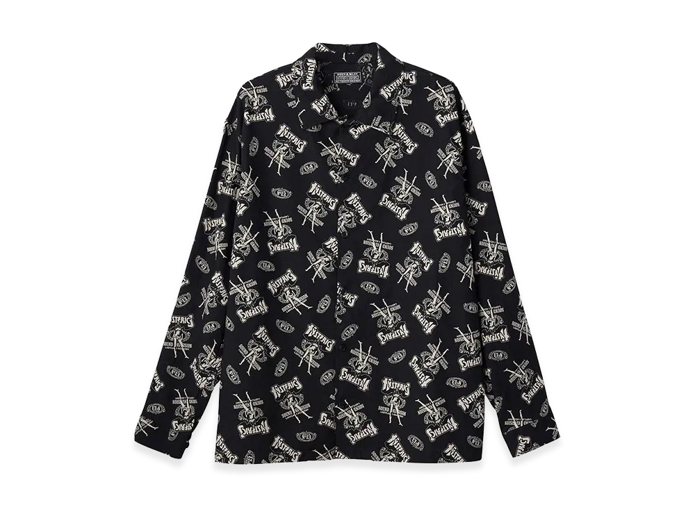 HYSTERIC GLAMOUR Bad Ass Whisky Pattern Flat Collar Shirt "Other Black"
