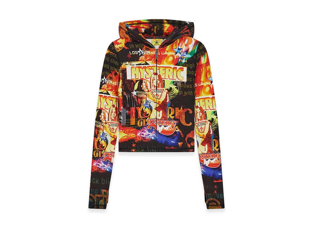 HYSTERIC GLAMOUR x GUESS JEANS Fitted Printed Zip Hoodie "Orange"