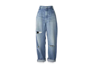 HYSTERIC GLAMOUR Women's Resize Processed Denim Straight Pants "Light Indigo Blue"