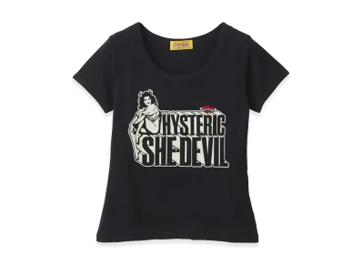HYSTERIC GLAMOUR Women's She Devil Heart Embroidered Mini Tee "Black"