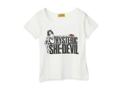 HYSTERIC GLAMOUR Women's She Devil Heart Embroidered Mini Tee "White"
