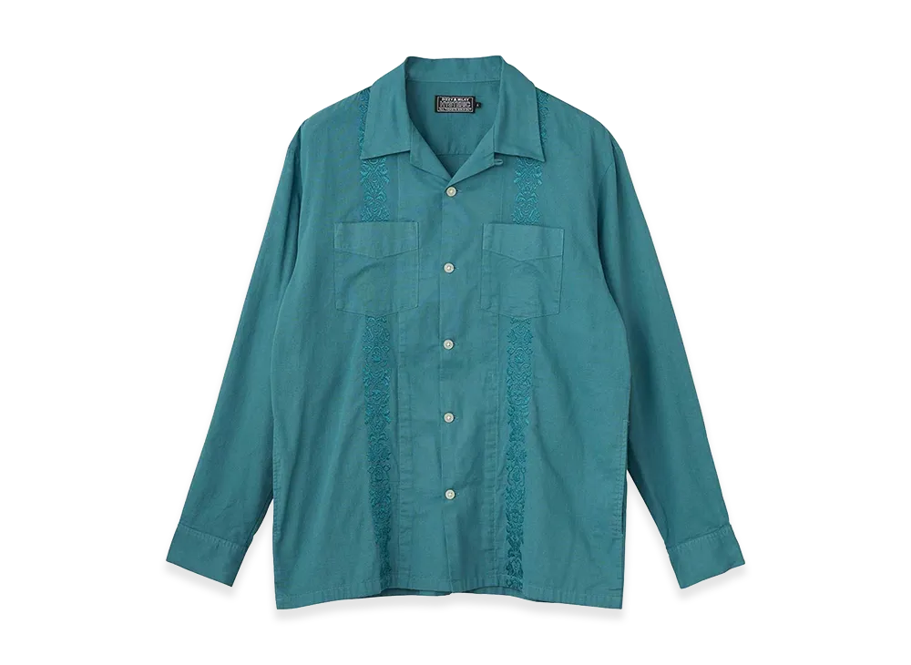 HYSTERIC GLAMOUR Skull Strap Embroidered Cuba Shirt "Blue"