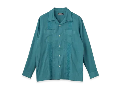 HYSTERIC GLAMOUR Skull Strap Embroidered Cuba Shirt "Blue"