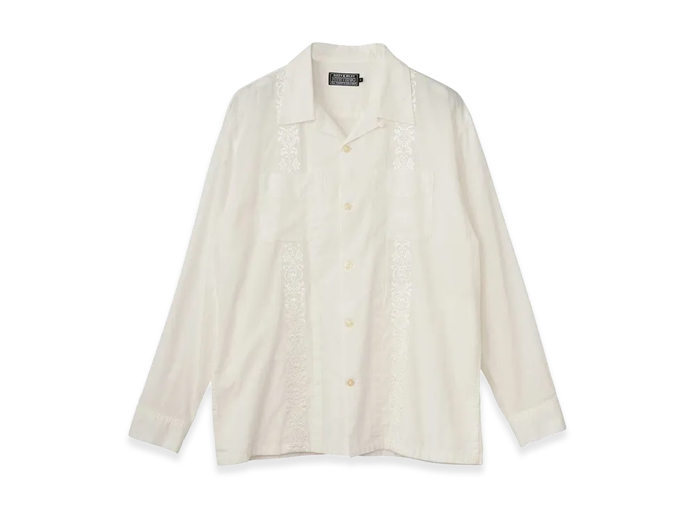 HYSTERIC GLAMOUR Skull Strap Embroidered Cuba Shirt "White"