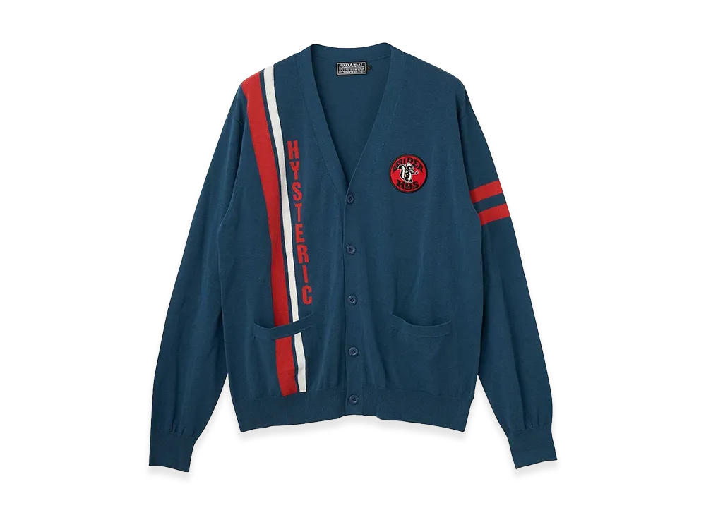 HYSTERIC GLAMOUR Super HYS Patch Cardigan "Navy Other"