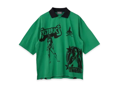 HYSTERIC GLAMOUR Metal Guid Polo Shirt "Green"