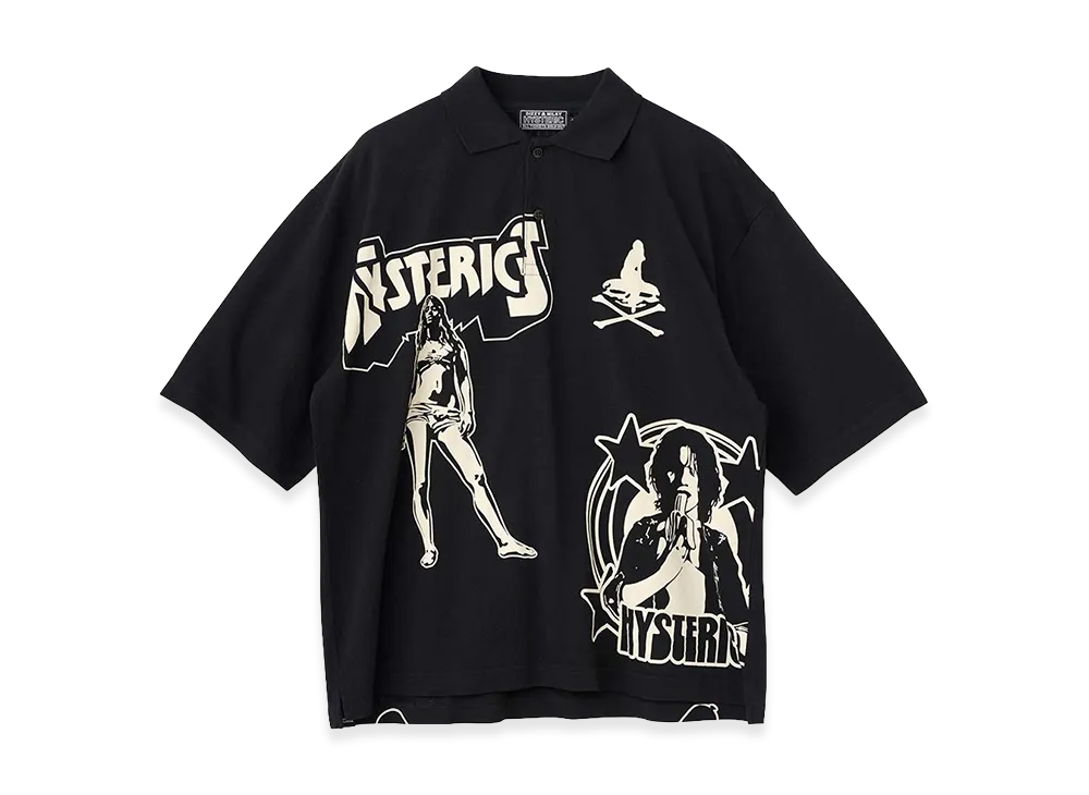 HYSTERIC GLAMOUR Metal Guid Polo Shirt "Black"
