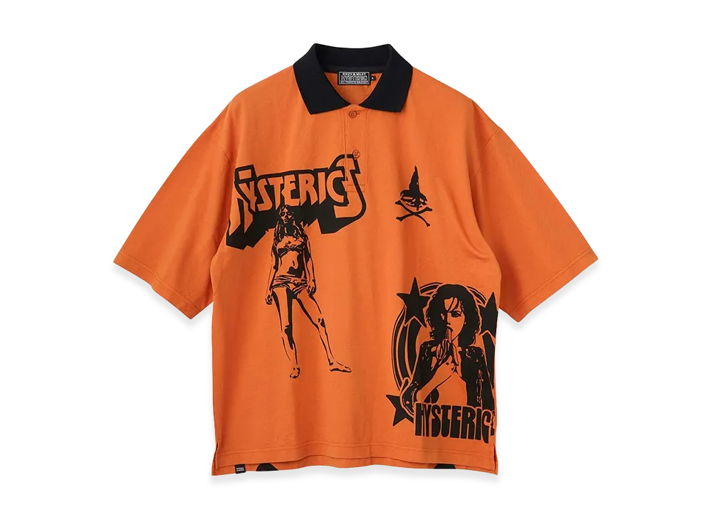 HYSTERIC GLAMOUR Metal Guid Polo Shirt "Orange"
