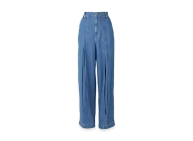 HYSTERIC GLAMOUR Women's Cotton Linen Denim Tuck Pants "Light Indigo Blue"