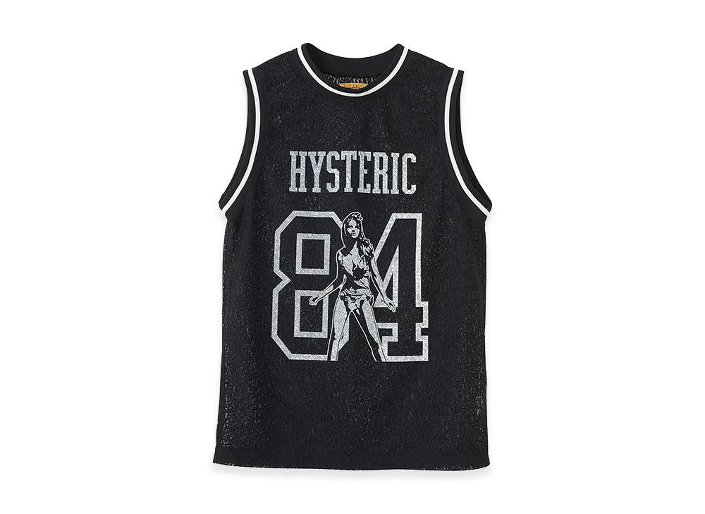 HYSTERIC GLAMOUR Women's Maiden Logo Pattern Tulle Jacquard Tank Top "Black Other"