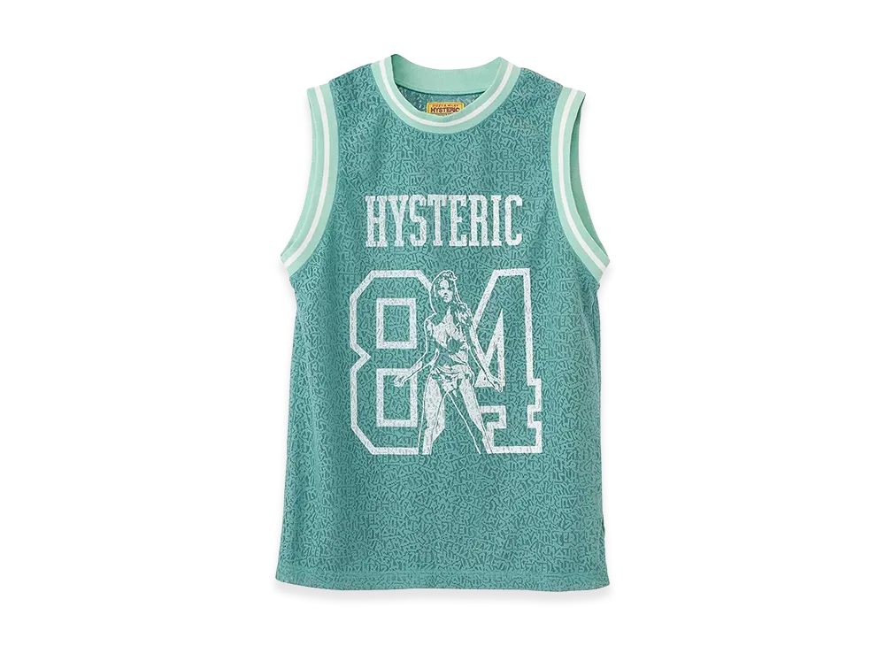 HYSTERIC GLAMOUR Women's Maiden Logo Pattern Tulle Jacquard Tank Top "Green Other"