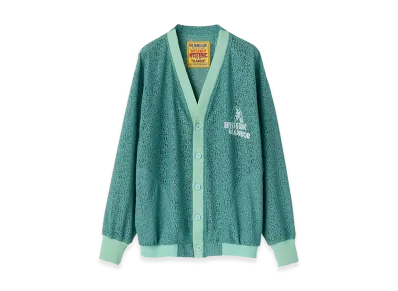 HYSTERIC GLAMOUR Women's Maiden Logo Pattern Tulle Jacquard Cardigan "Green Other"