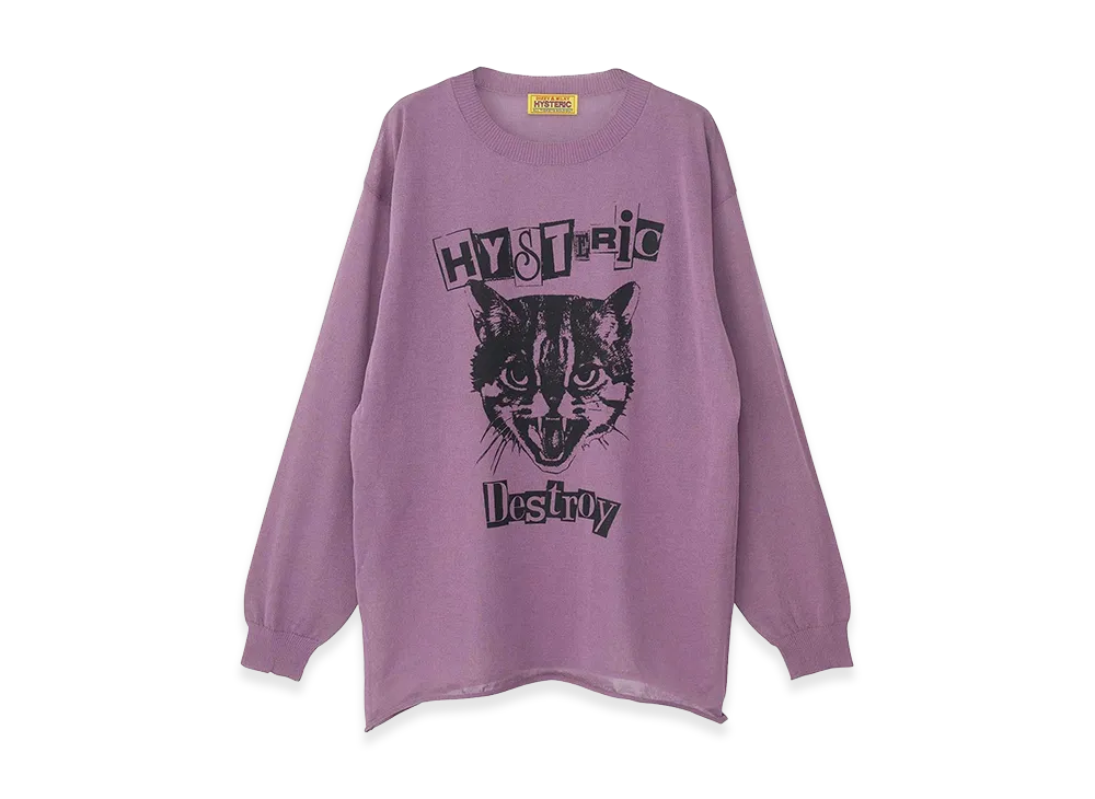 HYSTERIC GLAMOUR Women's Cat Feever Pullover "Purple"