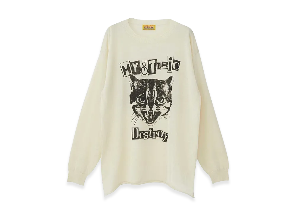 HYSTERIC GLAMOUR Women's Cat Feever Pullover "Beige"