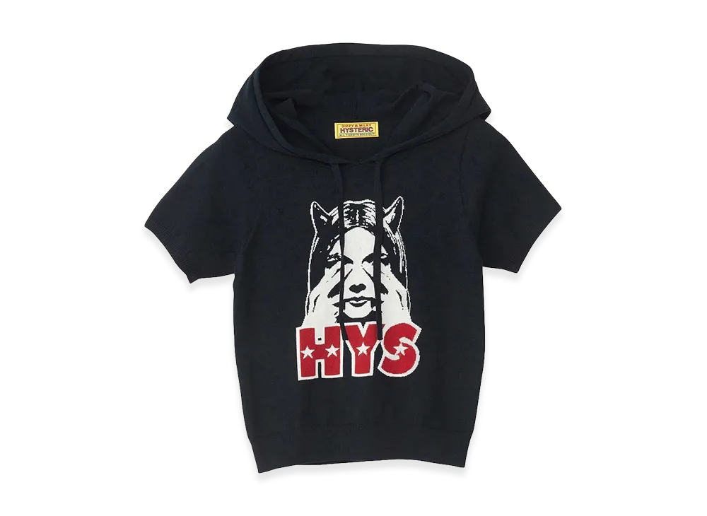 HYSTERIC GLAMOUR Women's See No Evil Knit Hoodie "Black"