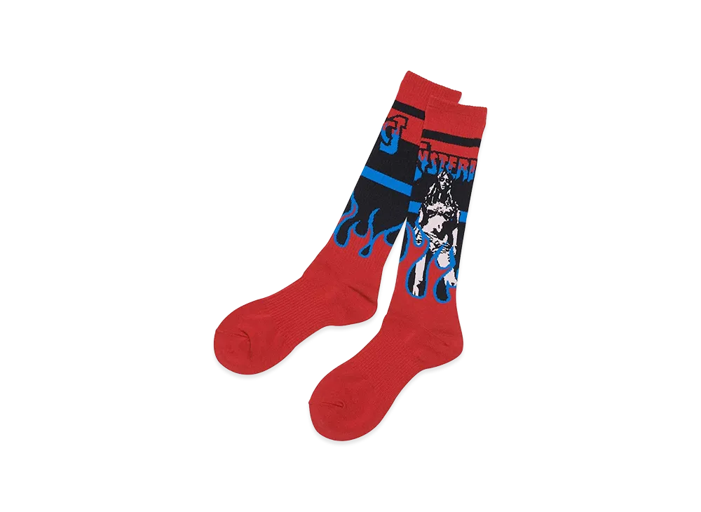 HYSTERIC GLAMOUR Women's Bad Ass Mama Sports Socks "Red"
