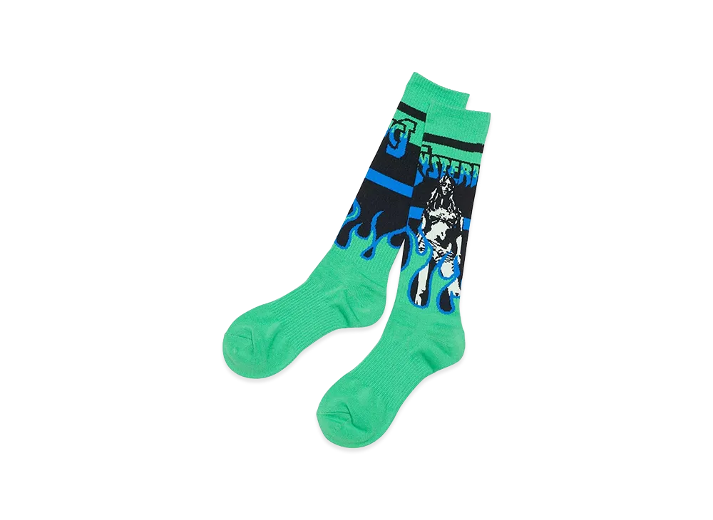 HYSTERIC GLAMOUR Women's Bad Ass Mama Sports Socks "Green"