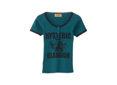 HYSTERIC GLAMOUR Women's Evil Skull Baby Tee "Green"