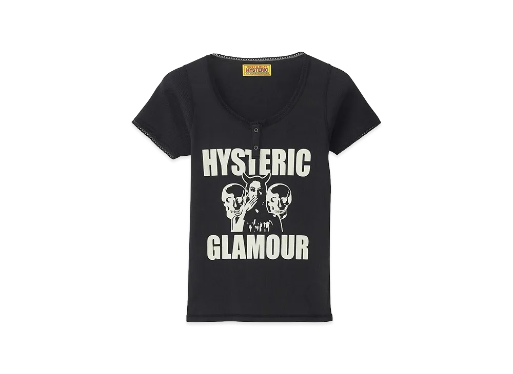 HYSTERIC GLAMOUR Women's Evil Skull Baby Tee "Black"