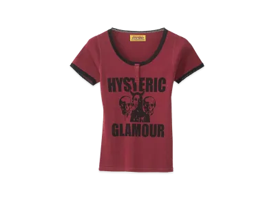 HYSTERIC GLAMOUR Women's Evil Skull Baby Tee "Red"